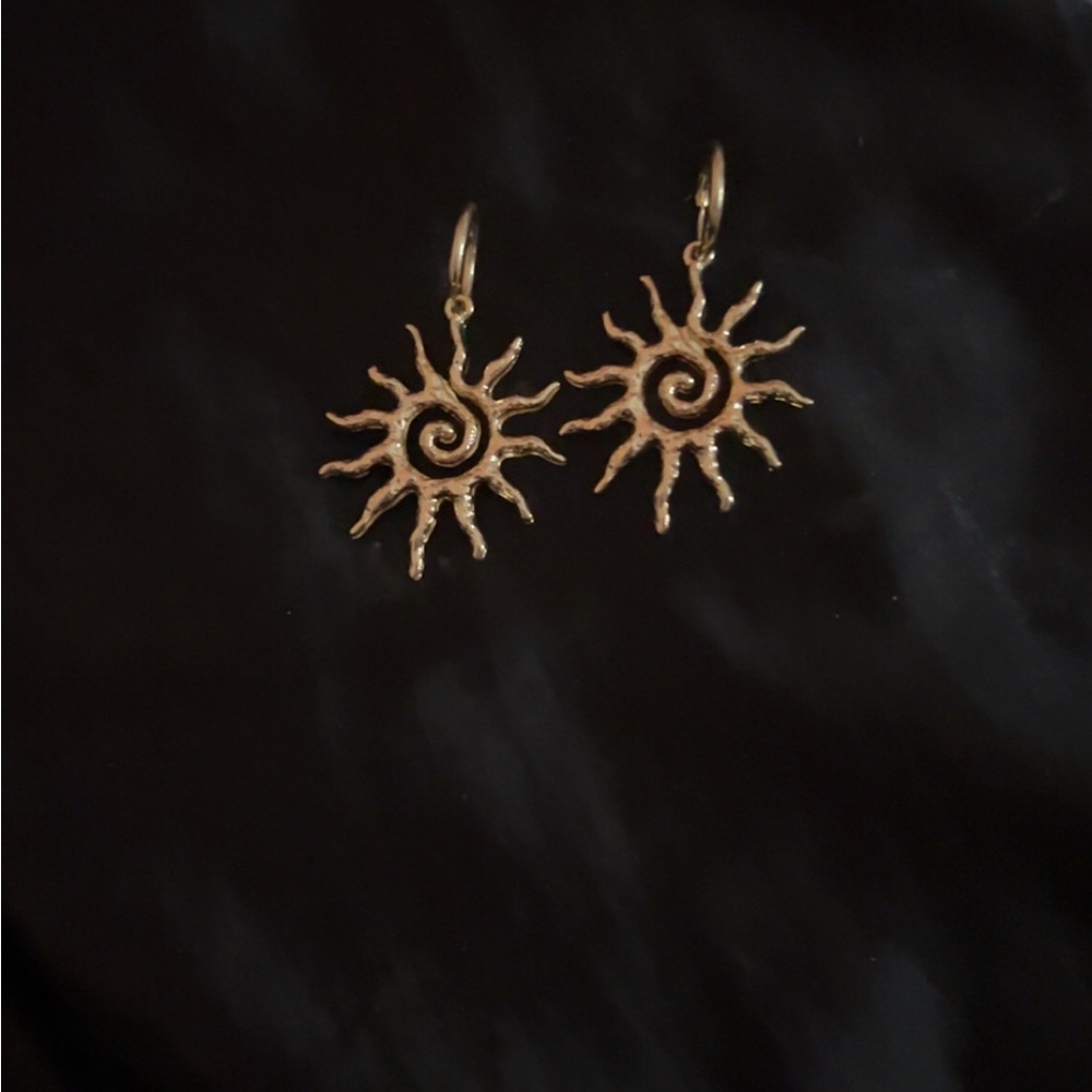 Gold Sunburst Drop Earrings - Women Jewelry Earrings